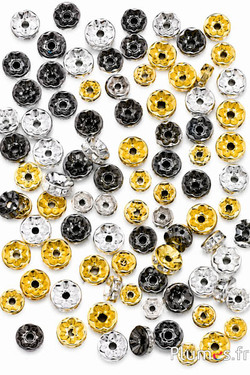 Acryl-Zwischenperlen Rondell - Ø 5-8 mm - silber-gold-schwarz